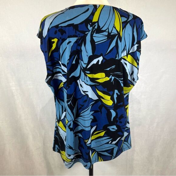 Liz Claiborne blue and lime green abstract print top size XL - Picture 3 of 5